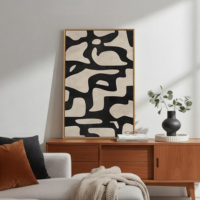 Framed Neutral Abstract Wall Art, Large Modern Canvas Prints Paintings Artwork - Image 8