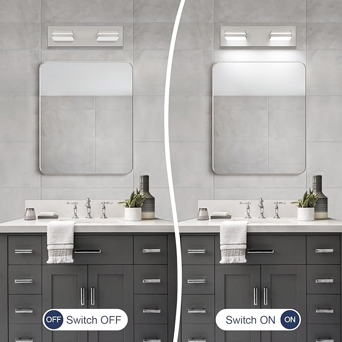 SineRise LED Modern Bathroom Vanity Light Fixtures, Brushed Nickel Modern - Image 5