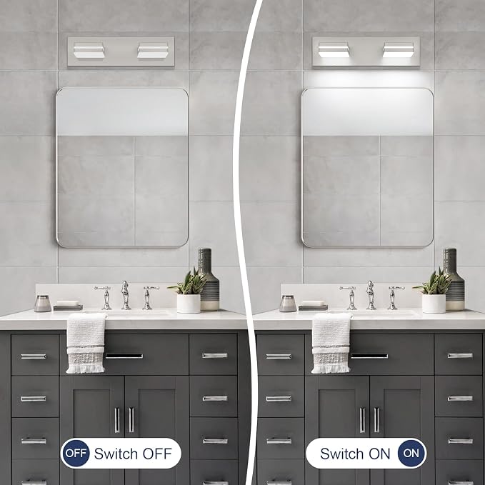 SineRise LED Modern Bathroom Vanity Light Fixtures, Brushed Nickel Modern - Image 6