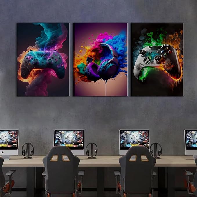 BGFCE Gaming Room Decor Canvas Wall Art Set of 3 - Image 5