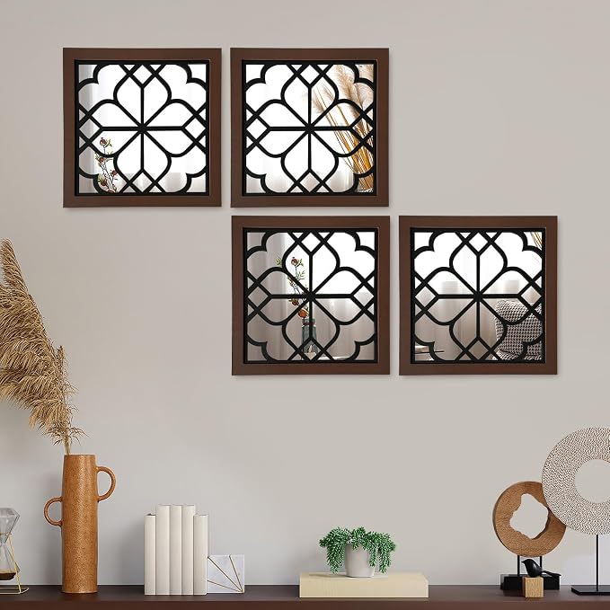 ZEXUIRU 4 Set. Rustic Wall Mirrors - Image 4