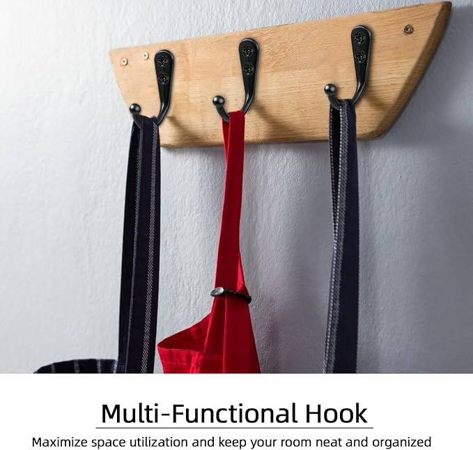 Black Wall Mounted Coat Hooks, Rustproof Metal Hooks - Image 6