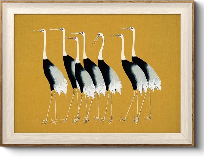 VIYYIEA Framed Wall Art for Living Room, Cranes Canvas Prints, Vintage Home by VIYYIEAART