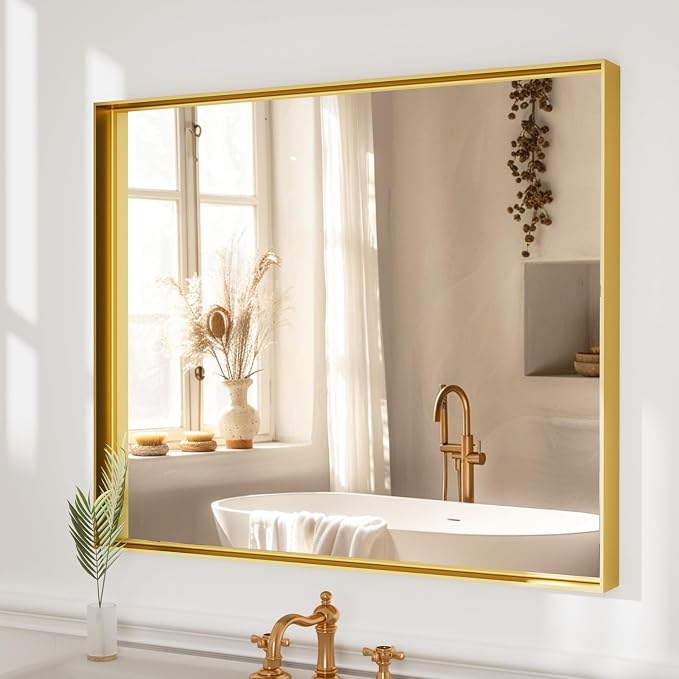 36x30 Inch Gold Bathroom Mirrors by Dimelax