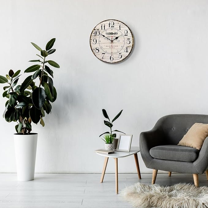 8 Inch Wall Clock Easy to Read Arabic Numerals Wooden Round Wall Clock Silent - Image 7