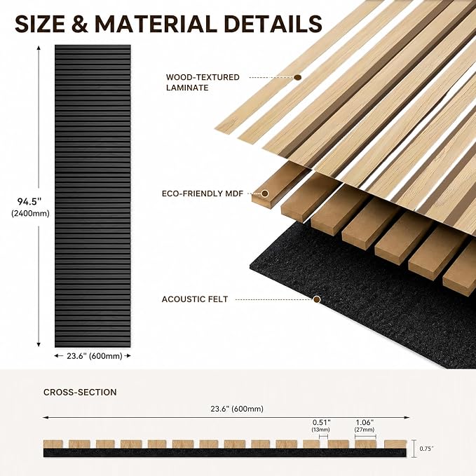 94.5 x 23.6 in Acoustic Wood Wall Panels, 3D Flexible Soundproof Absorbing - Image 2