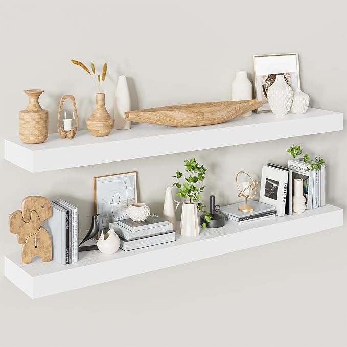 Heimlove Floating Shelves for Wall 48 Inches Long, 9.3" Deep White Floating by Heimlove