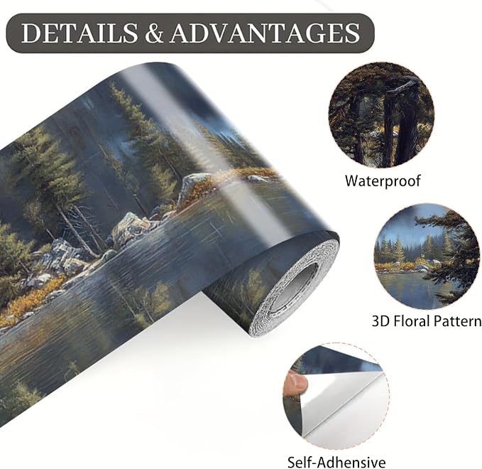 Forest Lake Wallpaper Border 196x4 Inch Peel and Stick Wall Border Self - Image 9
