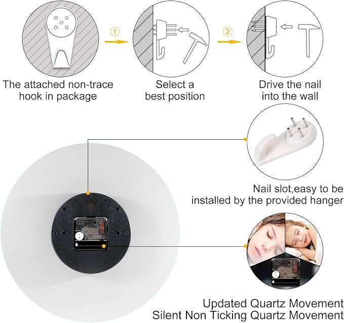 VIKMARI 8 Inch Modern Wall Clock, Aesthetic Black and Gold Decor Accessories - Image 6