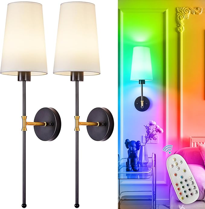 Depuley Battery Operated Wall Sconce: 27" Set of 2 Wireless Wall Lights by Depuley