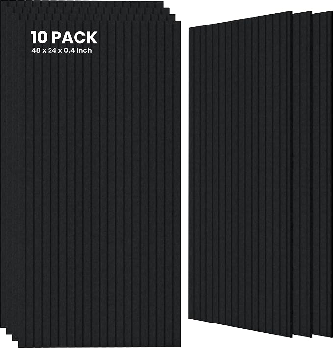 10 Pack Large Acoustic Panels, 47.2 x 23.6 x 0.35 Inch Sound Proof Foam Panels by TO-TH