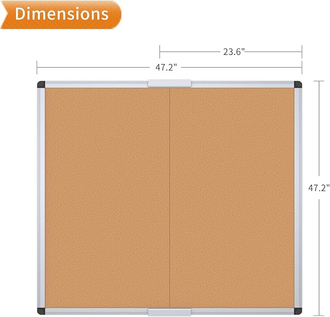 VIZ-PRO Large Cork Bulletin Board/Foldable Noticeboard, 48 X 48 Inches - Image 2