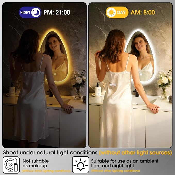 16x24 LED Bathroom Mirror with Lights Irregular, Lighted Bathroom Vanity Mirror - Image 9