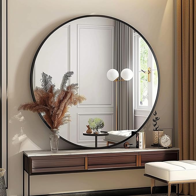 Sunniry Round Mirror 30 inch, Large Round Mirror, Circle Mirrors - Image 3
