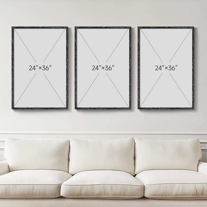 Large Vintage Framed Botanical Wall Art, 3 Piece Dark Green Plant Canvas Prints - Image 3