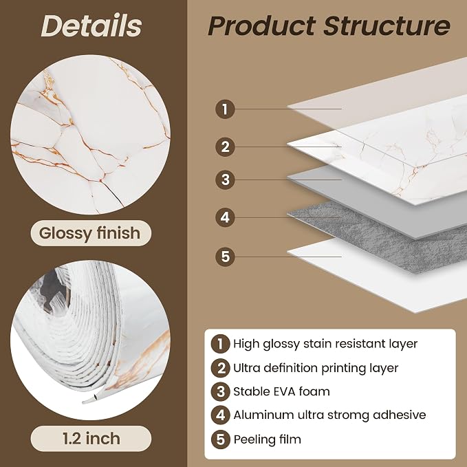 KASARO Peel and Stick Backsplash Wall Tile, 118 × 47 inch Self-Adhesive Thicker - Image 2