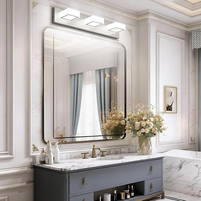Ralbay Brushed Nickel Bathroom Vanity Lights 24inch Metal Acrylic LED Modern - Image 2