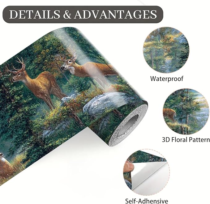 Forest Deer Wallpaper Border 196x4 Inch Peel and Stick Wall Border Self - Image 9