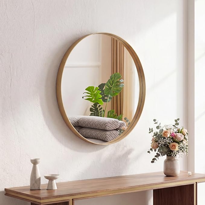 NEWBULIG 20-Inch Round Wall Mirror, Bathroom Wall Circle Mirror by NEWBULIG