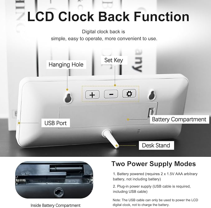 JoFomp LCD Digital Wall Clocks Battery Operated, 8.5" Modern Wall Clocks - Image 4