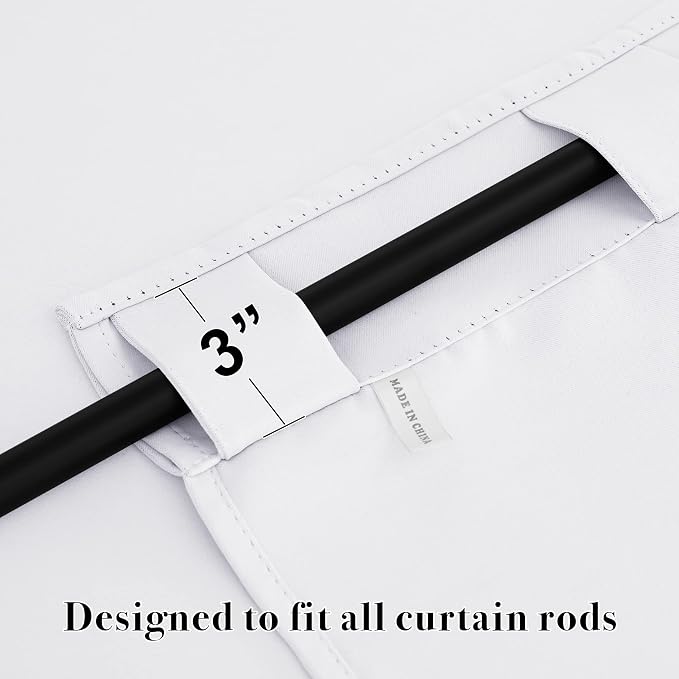 RYB HOME White Curtains for Living Room, Back Tab & Rod Pocket Top Insulating - Image 5
