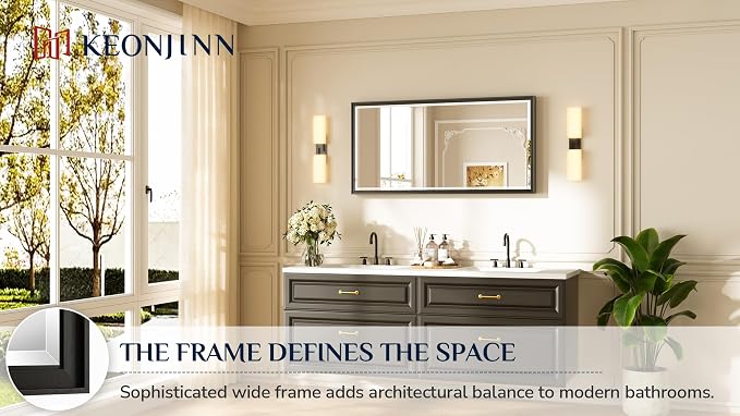 Keonjinn 48" x 24" Black Bathroom Mirrors - Image 7