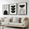 Large Framed Neutral Black and Beige Wall Art, 3 Piece Modern Canvas Prints by Cuspin