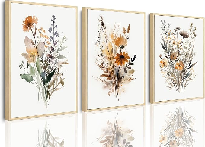 Bwodke Wildflower Poster Watercolor Botanical Floral Wall Art Colorful Canvas by Bwodke
