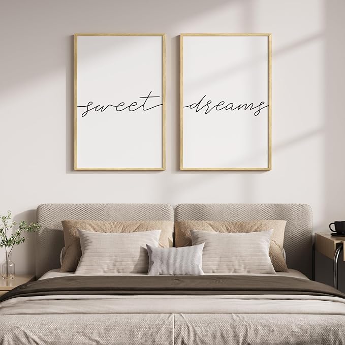 Framed Sweet Dreams Wall Art for Bedroom Decor, Modern Black and White - Image 7