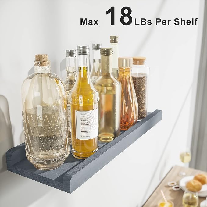 Love-KANKEI Floating Shelves Wall Mounted Set of 2, 17 Inch Rustic Wood Wall - Image 6