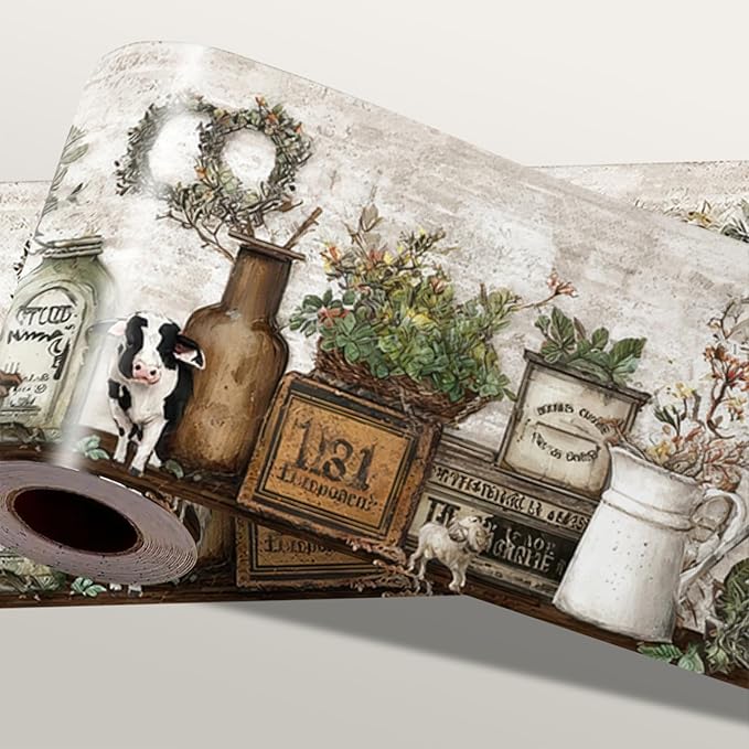Farmhouse Peel and Stick Wallpaper Border by IOHEFY