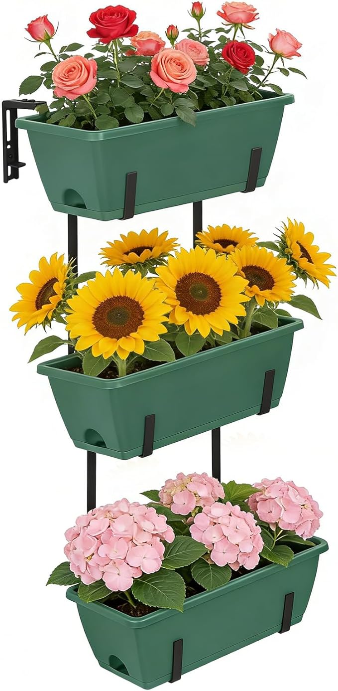 OYEAL Window Boxes Planters Deck Railing Planter Boxes - Image 3
