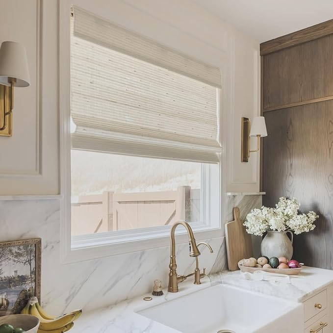 TWOPAGES Woven Bamboo Cordless Roman Shades, Custom No Drill or Motorized Blinds - Image 3