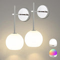Chrome Battery Operated Wall Sconces Set of 2, Rechargeable Wireless Wall Lights by KeepShinning