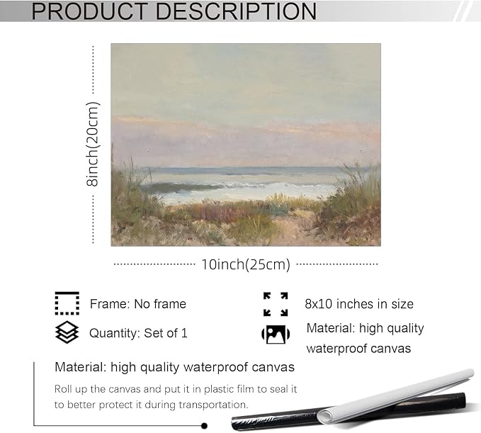 rumlud Nature Ocean Scenery Wall Art Beach Landscape Posters Vintage Coastal - Image 2