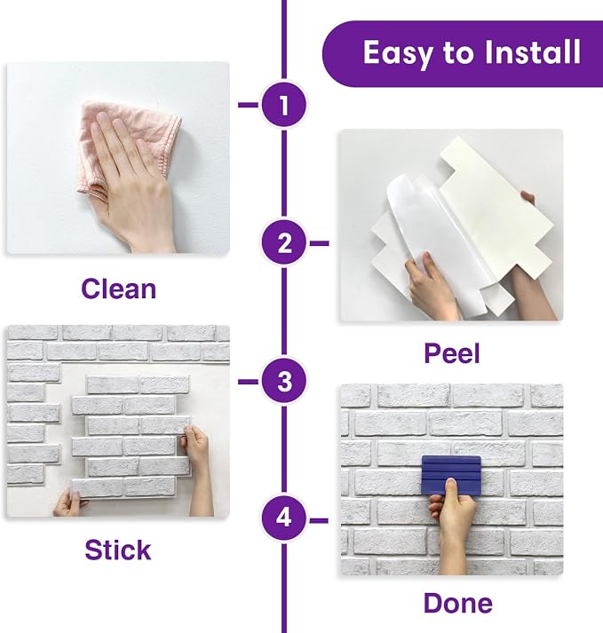 3D Faux Brick Wall Panels Peel and Stick, Small Brick-Look Textured Wall Sticker - Image 9