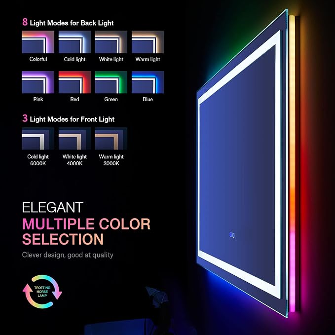LOAAO 36"X36" LED Bathroom Mirror - Image 2