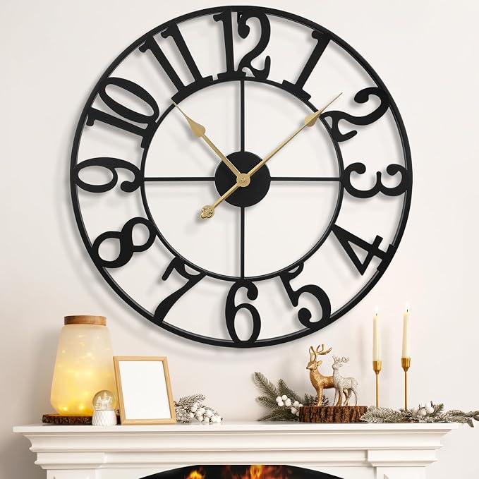 LEIKE Large Wall Clocks for Living Room, Non Ticking, Battery Operated - Image 8