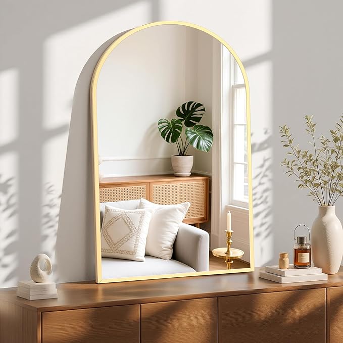 Sweetcrispy 26.5"x38" Arched Gold Bathroom Vanity Mirror - Image 5