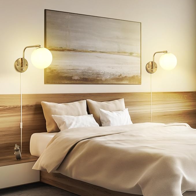 VATONI Dimmable Wall Sconces Plug in, Swing Arm Wall Lights - Image 6
