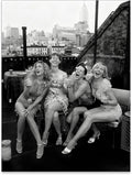 Retro Black And White Woman Canvas Wall Art Fashion Rooftop Party Posters by FuSatisYilife