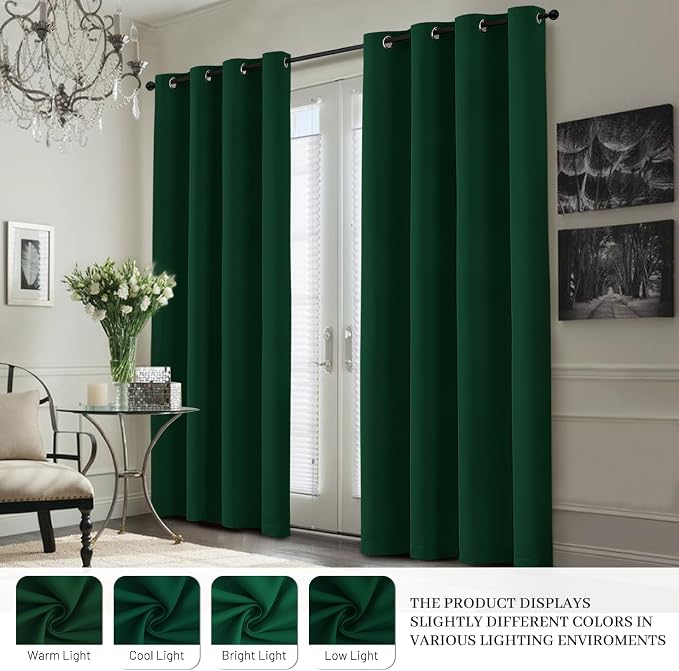 Yakamok 100% Blackout Curtain Panels 63 inches Cold and Light Blocking Drapes - Image 7
