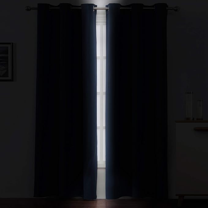 LEMOMO Navy Blue Blackout Curtains 34 x 84 Inch Length/Set of 2 Curtain - Image 3