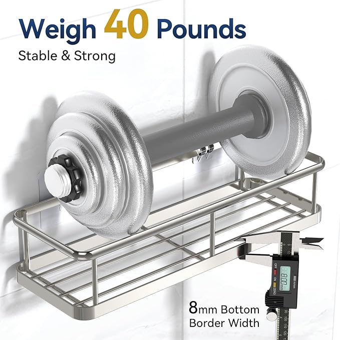 YASONIC Shower Caddy Adhesive, No Drill Bathroom Shower Organizers, - Image 5