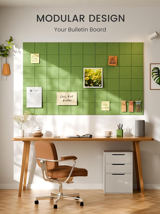 Bumusty Large Felt Bulletin Board, 30 Push Pins, 70 Adhesive Tabs, Kelly Green - Image 6