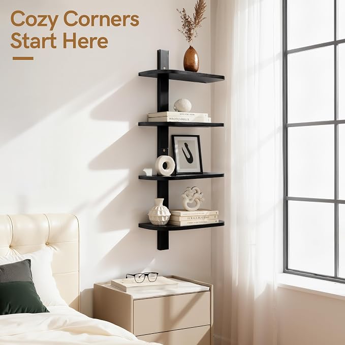 Afuly Black Floating Shelves for Wall Display Shelf Unit Modern Decorative - Image 7