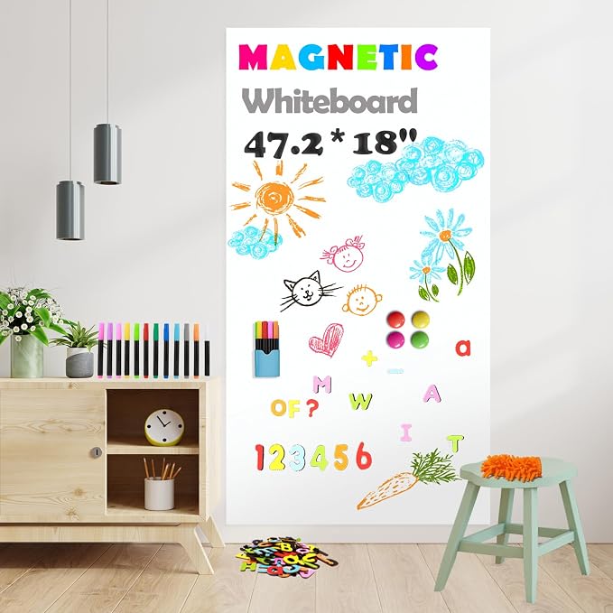 Magnetic Whiteboard Contact Paper 47.2" x 18" Adhesive Magnetic Dry Erase White by Ykall