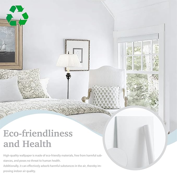 Dimoon 236''x17.7'' White Thicken Peel and Stick Wallpaper Contact Paper Modern - Image 5