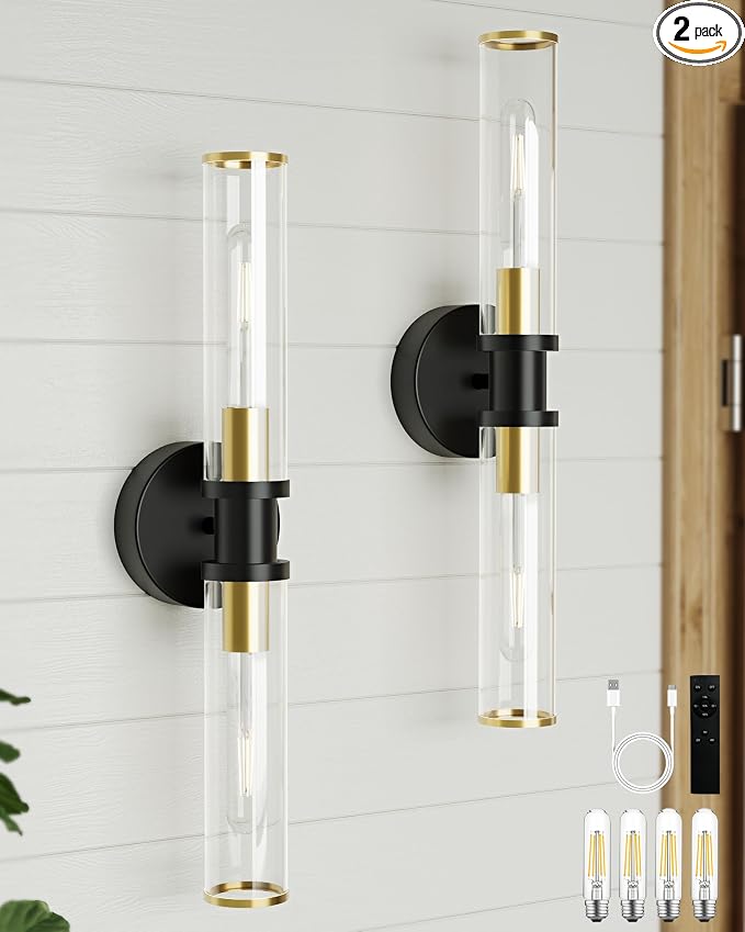 Wireless Wall Sconce with Remote Control, Easy Install Dimmable Rechargeable by Rayogale