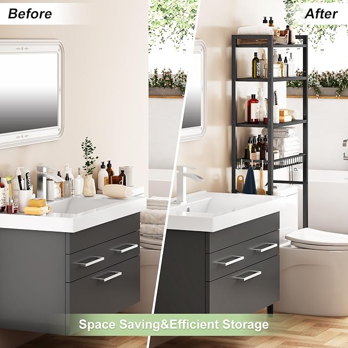 Kalrin Over-The-Toilet Storage Rack, 4-Tier Bathroom Organizer Shelf Over Toilet - Image 4